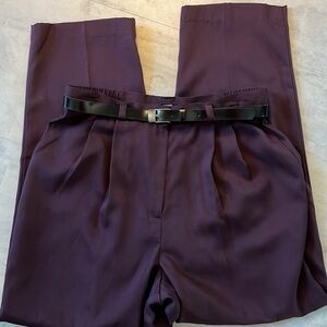 Laura Scott   dress pants/ belt  plum color Pleated front  NWOT Size 14P